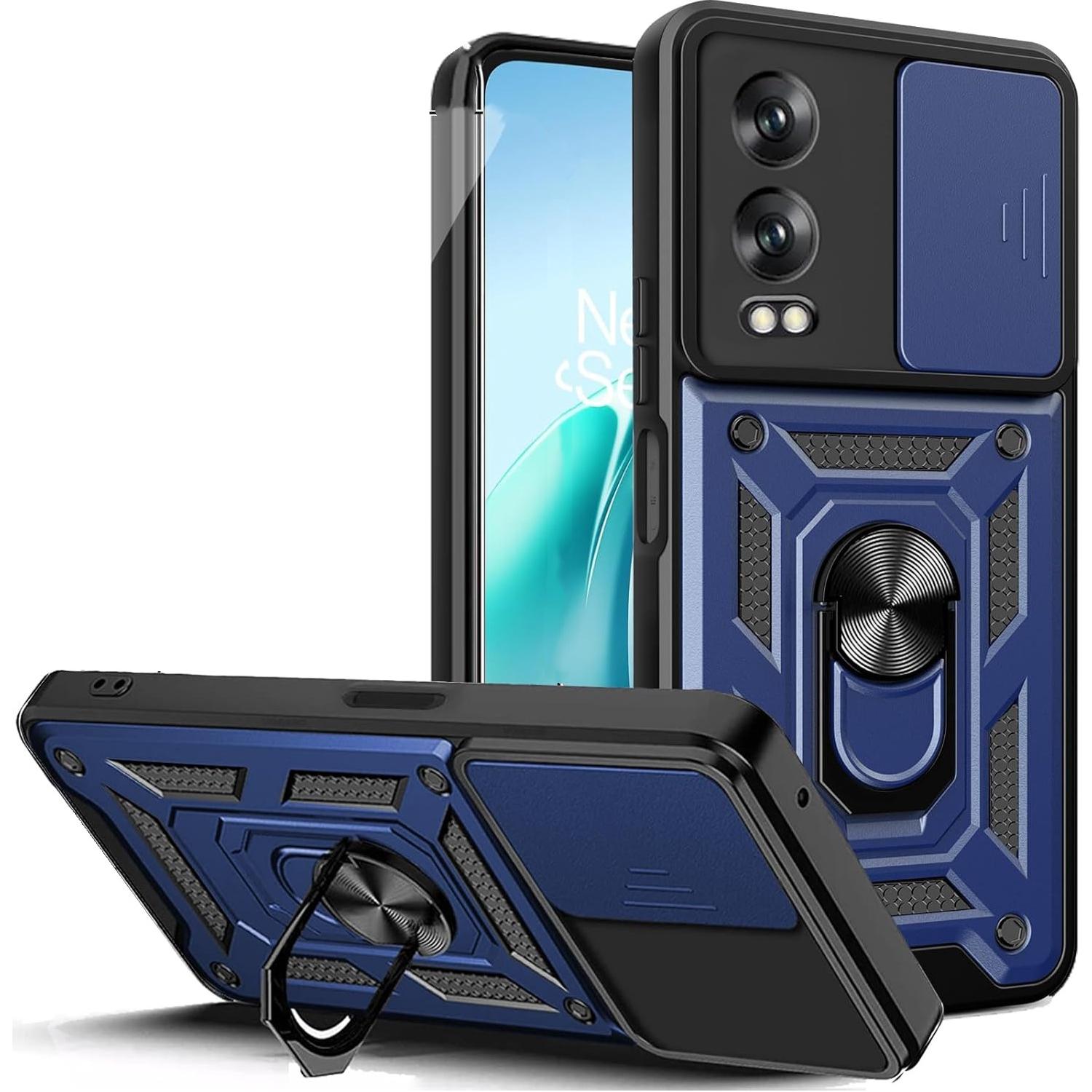 

Чехол-подставка Armor Case для OnePlus Nord CE 4 Lite 5G Cover с защитным кольцом для объектива Magnetic Holder Coque Fundas OnePlus Nord CE4Lite синий