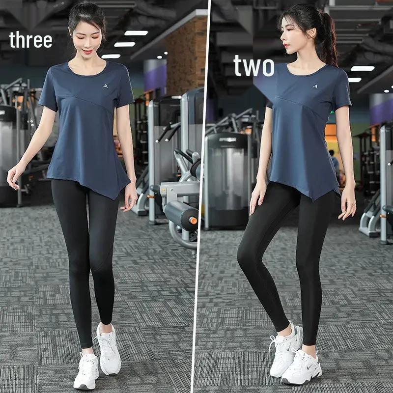 Women's Quick-Drying Slim Fit Sports T-Shirt - High Elasticity, Short-Sleeved for Summer Gym, Yoga, and Fitness.