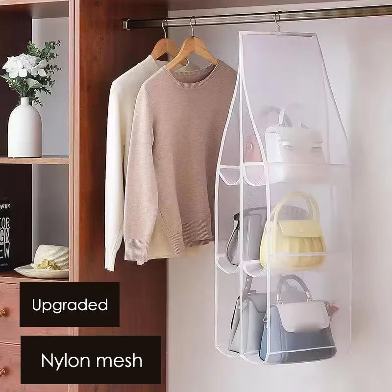 6/8 Fächer Handtaschen Hängeorganizer Mehrschichtig Faltbar Staubdicht Oxford-Stoff Handtaschen Aufbewahrungstaschen Für Familien-Kleiderschrank Schlafzimmer