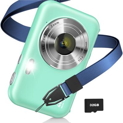 Digital Toy 16x Continuous Image Mini for School and Includes 32GB Green Camera, Camera, Kids' Camera, 1080P, 44MP, Zoom, Shooting, Stabilization,