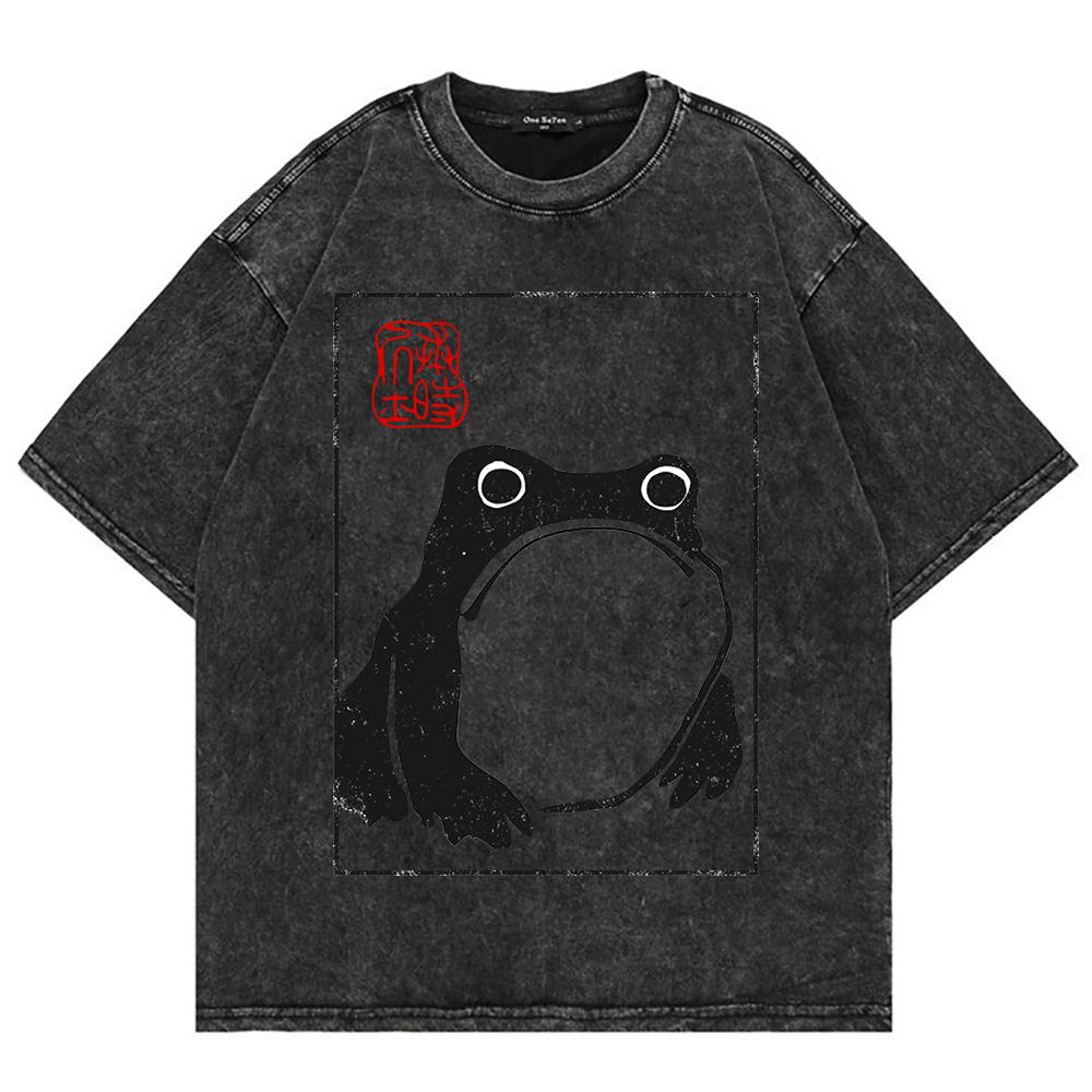 

Cotton Vintage Washed Unimpressed Frog T Shirt Hot Fashion MenWomen Aesthetic Funny TShirt Oversize Acid Wash Tees Shirts S