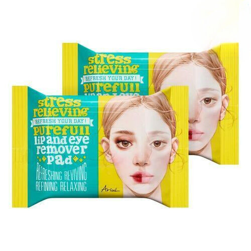 Ariul Stress Relieving Purefull Lip and Eye Remover Pad 30 Sheets x 2-Pack