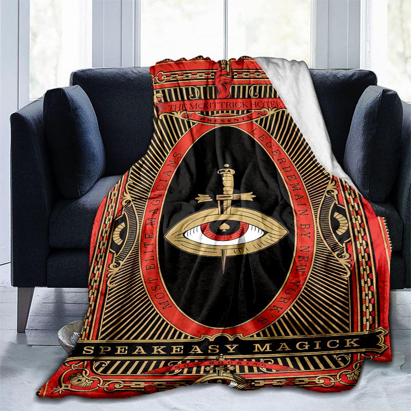 1PC All-Seeing Eye theme printed blanket, all season lightweight home office outdoor nap multifunctional blanket A9