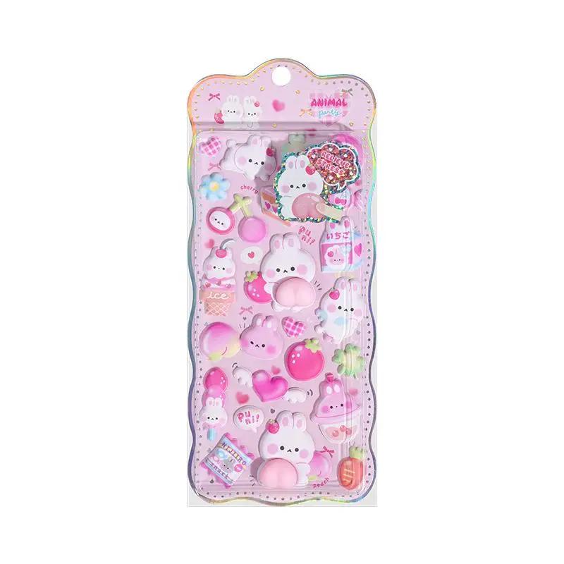 3D Fart Peach Stereo Sticker Kawaii Kids Cartoon Stereoscopic Lovely Animals Stickers Relieve Stress DIY Decor Supplies
