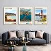 Modern Vintage Wall Art – Travel Scenery of Los Angeles and San Francisco HD Canvas Print Poster for Home and Living Room Decor