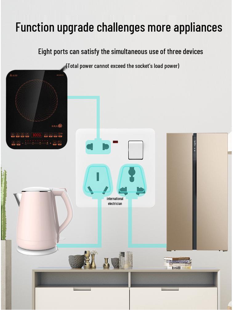 86 Type One-Gang Multi-Function Socket with Switch, High-Power Ten-Hole Panel