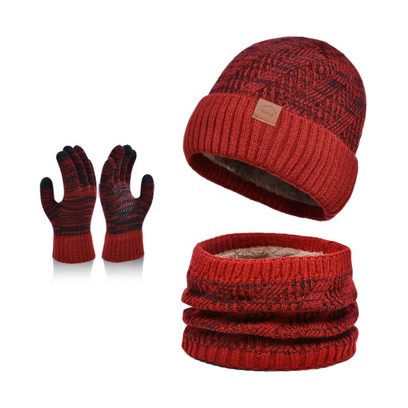 Knitted Winter Hat And Gloves Set With Fleece Lining For Men And Women