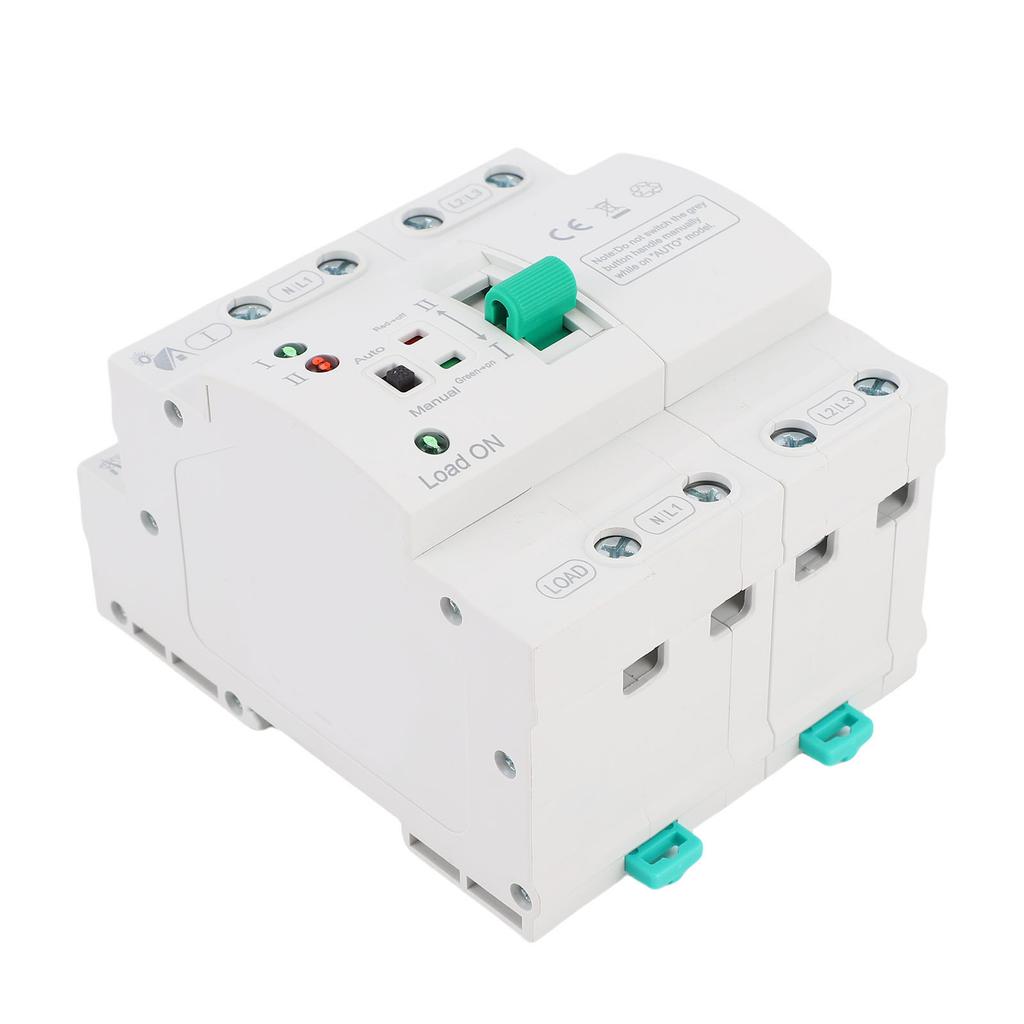   ATS Automatic Manual Transfer   4P 80A Home Generator Dual Auto Selector DIN Rail Mount for PZ30 Distribution Box Super Thin PV Type
