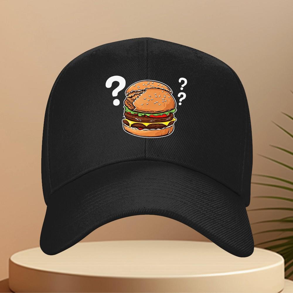 Verwirrte Double Burger Fragezeichen Baseballkappe Polyester Verstellbar Outdoor Golf Unisex Kappe