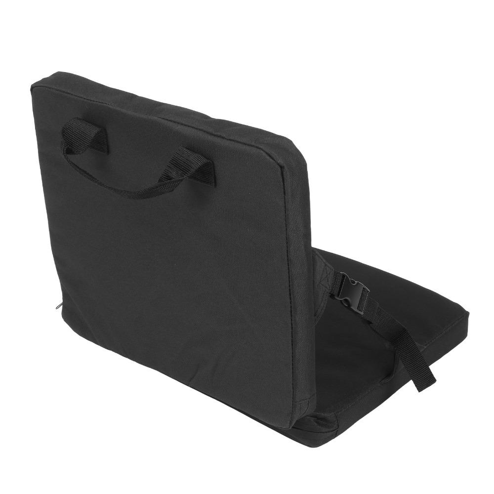 Durable With Zippered Pocket Folding Chair Cushion With Handle Black Portable Stadium Seat Foldable Chair Cushion Travel Use