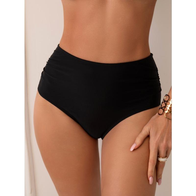 

Новий однотонний сексуальний купальник з високою еластичністю, високою талією та драпіруванням, плавки XL