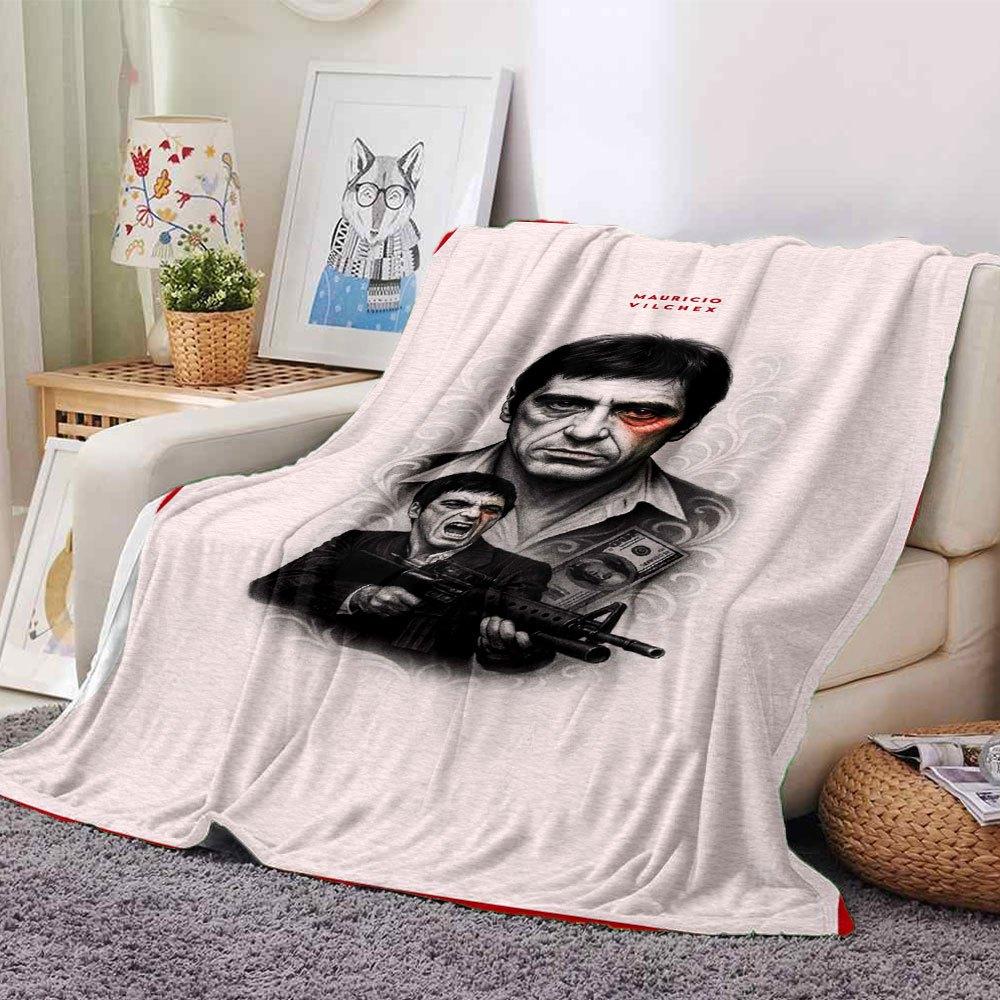 

1pc Scarface-Inspired Flannel Blanket - Soft Cozy All-Season Throw for Bedroom, Sofa, Camping, Travel - Perfect Gift for Movie FansB02 80cmx120cm(31inx47in)