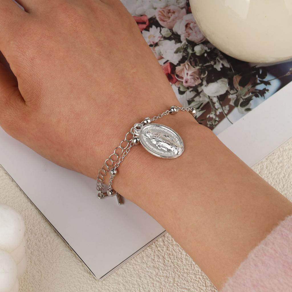 Marys Crosses Bead Bracelet In Sturdy Metal For Women Men Seeking Faith Inspired Accessories And Comfortable Fit
