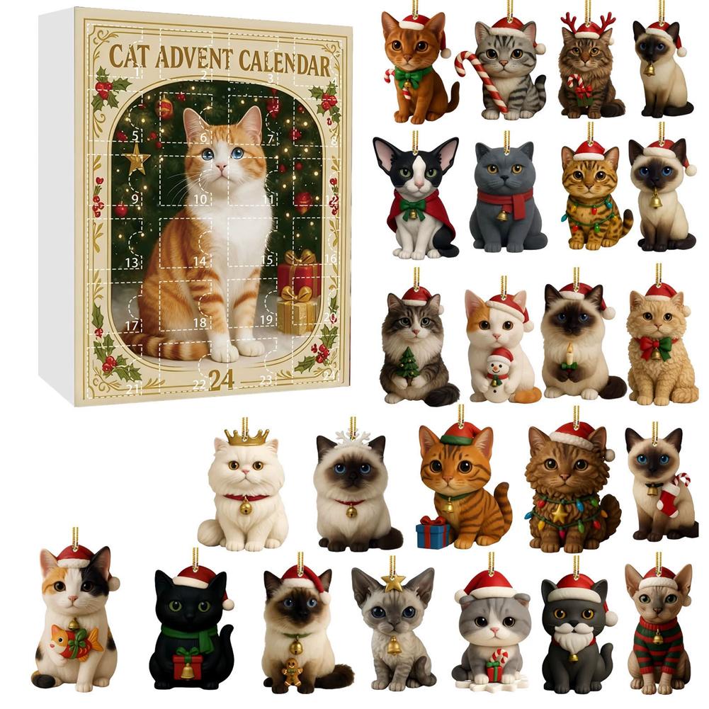 2D Cat Park Advent Calendar 2025 With 24 Surprise Figures Christmas Advent Calendar for Halloween And Christmas