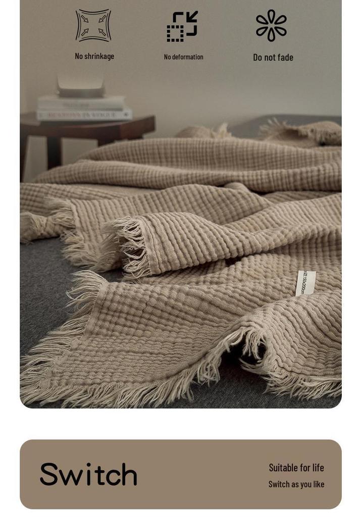 2025 A-Class All-Cotton Summer Quilt: Solid Color Gauze Blanket for Air Conditioning & Travel