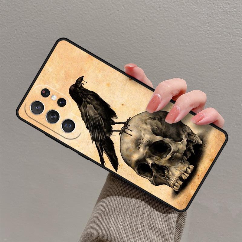 Crow Raven Dark Skull Phone Case For Samsung Galaxy S23 S21 S20 FE S24 S22 Ultra Note20 S10 S9 S8 Plus Silicone Cover