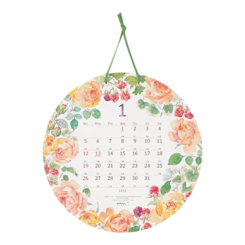 Midori 2025 Calendar Wall Hanging Round Country Time Wreath Pattern 31324006