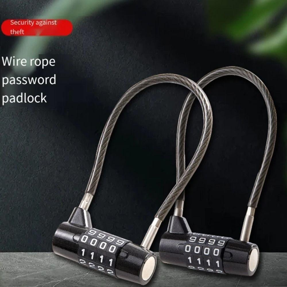 Zinc alloy 4 Digit Combination Lock Wire Rope Gym Safety Coded Lock  for Travel & Home
