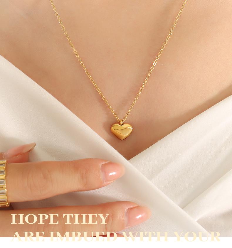 Qiong Yao 18K Gold-Plated Heart Couple Necklace - Trendy Titanium Steel Clavicle Chain P051