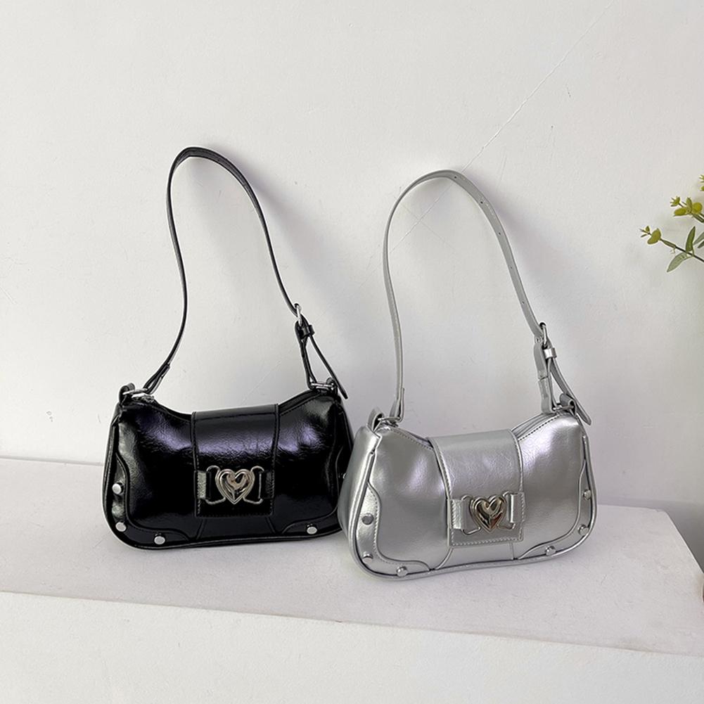 PU Leather Fashion Sling Bag Large Capacity Women Stylish Armpit Bag Adjustable Strap Y2K Solid Color Messenger Bag