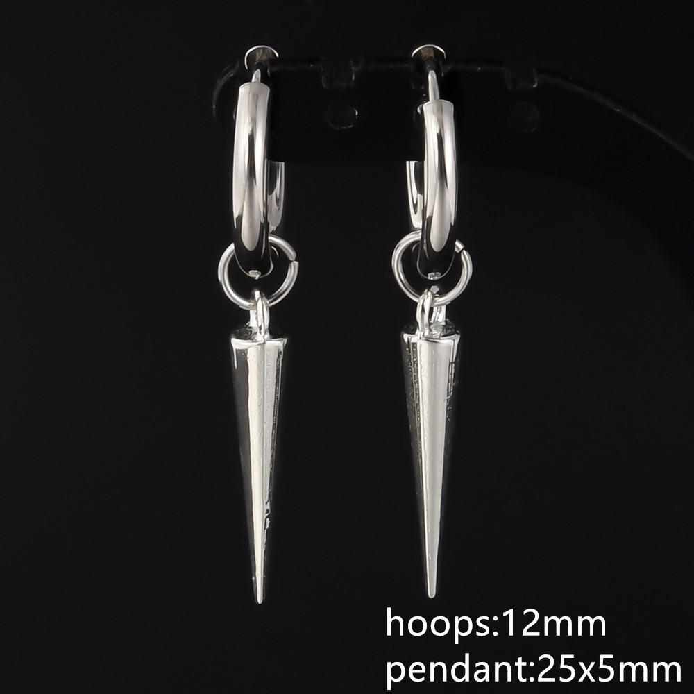 Серьги-подвески с заостренным конусом из металлического сплава, 3D серьги-кольца из нержавеющей стали для женщин, мужчин, аксессуары, панк-украшения, серьги