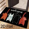 Non-Slip Absorbent Cat Welcome Rug Suitable for Bathroom, Kitchen, Laundry Room - Adorable Kitten Floor Mat with Paws Print, Machine Washable Soft Sui