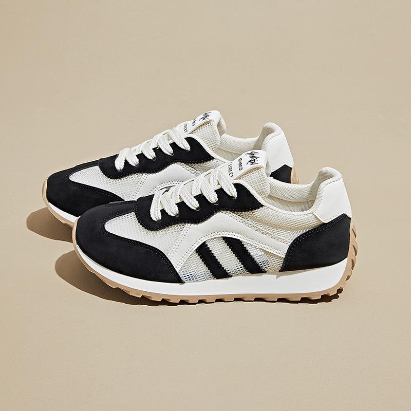 

Новые корейские женские спортивные кроссовки с поддержкой свода стопы - мягкие эластичные амортизирующие нескользящие не утомляющие ноги сетчатые дышащие кроссовки на платформе для повседневной носки 40 чёрный