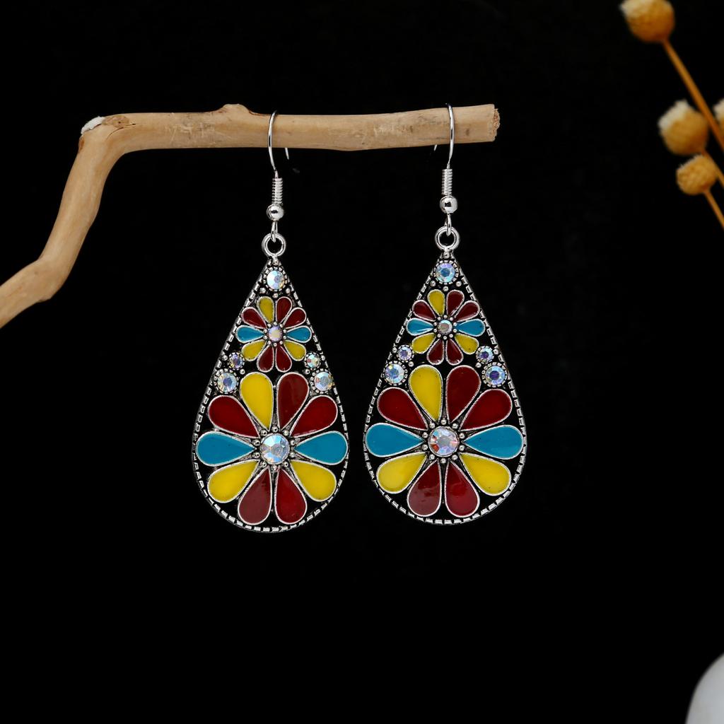 Bohemian Ethnic Style Oval Earrings, Retro Tourist Attractions Ethnic Minority Fringed Beaded Earrings