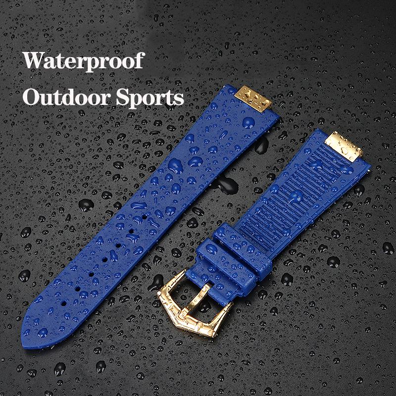 25*13mm Silicone Rubber Watchband For Pa-tek Philippe Nautilus Series 5711/5712/5980 Waterproof Sports Strap Bracelet Brown Blue