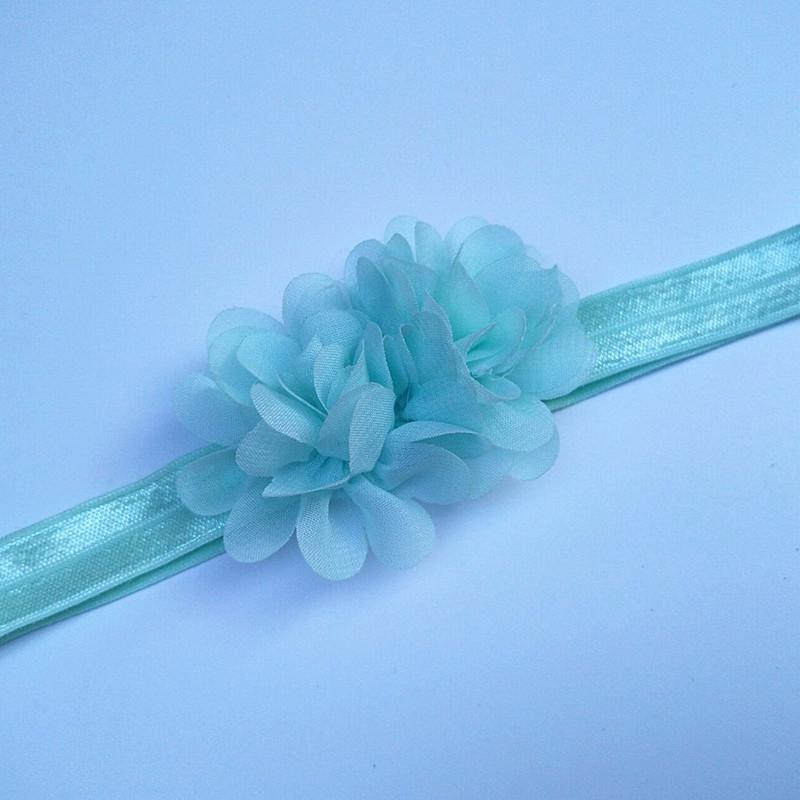 Korean Chiffon Flower Baby Girl Headband - Elastic, Solid Color, Princess Style