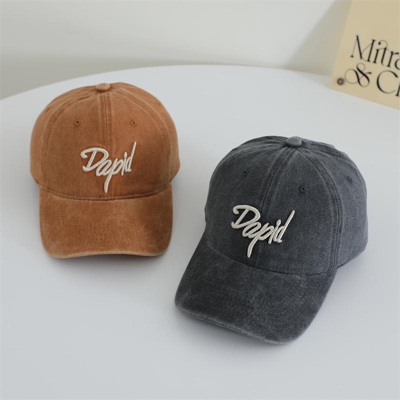 American Retro Old Baseball Hat Letter Embroidery Versatile Washing Soft Top Baseball Hat Women Show Small Face