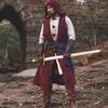Linen Medieval Open-Front Hooded Robe Cloak