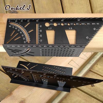 Aluminum Alloy 3D Woodworking Angle Ruler with Stop Block and Marking Gauge