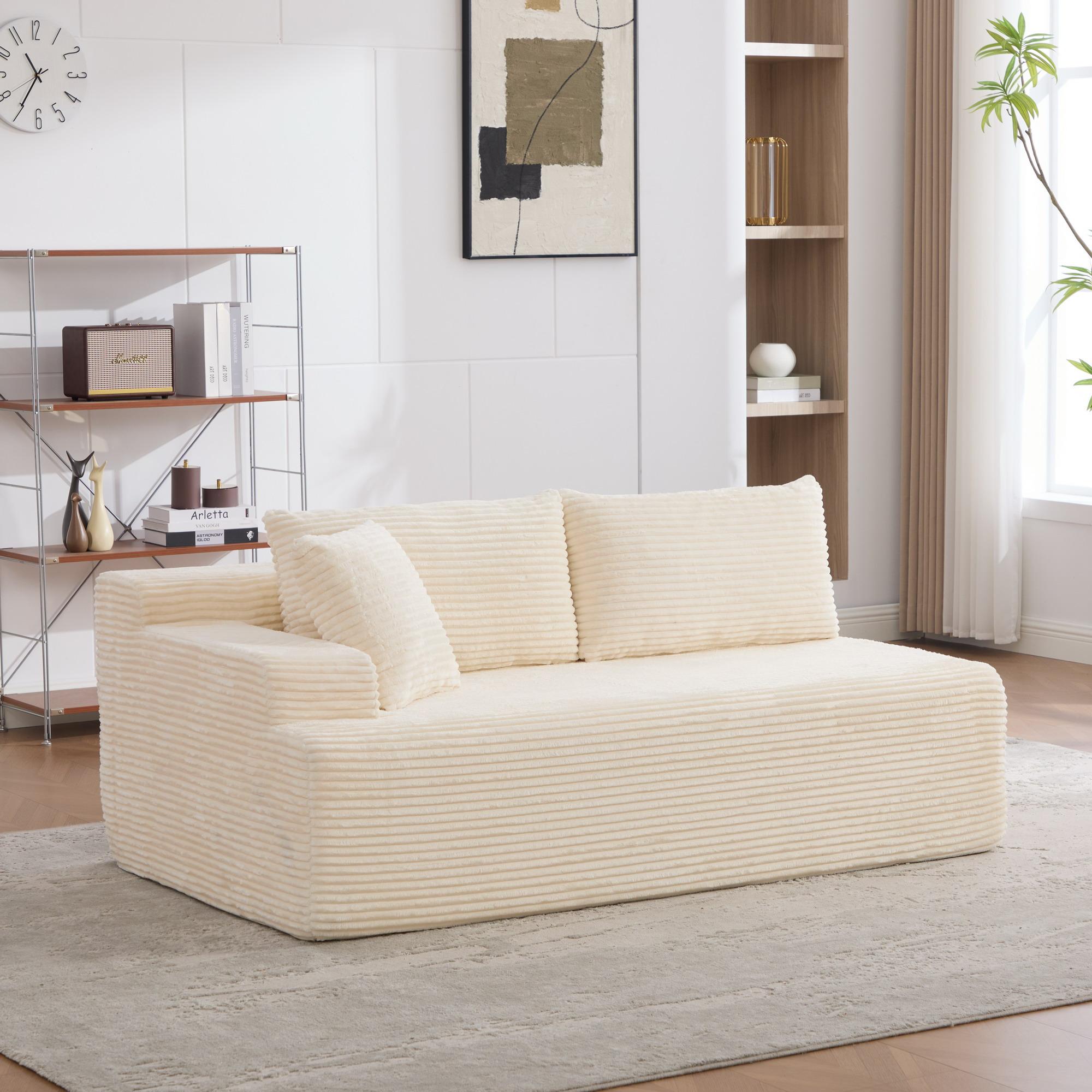Modular compression sofa made of chenille