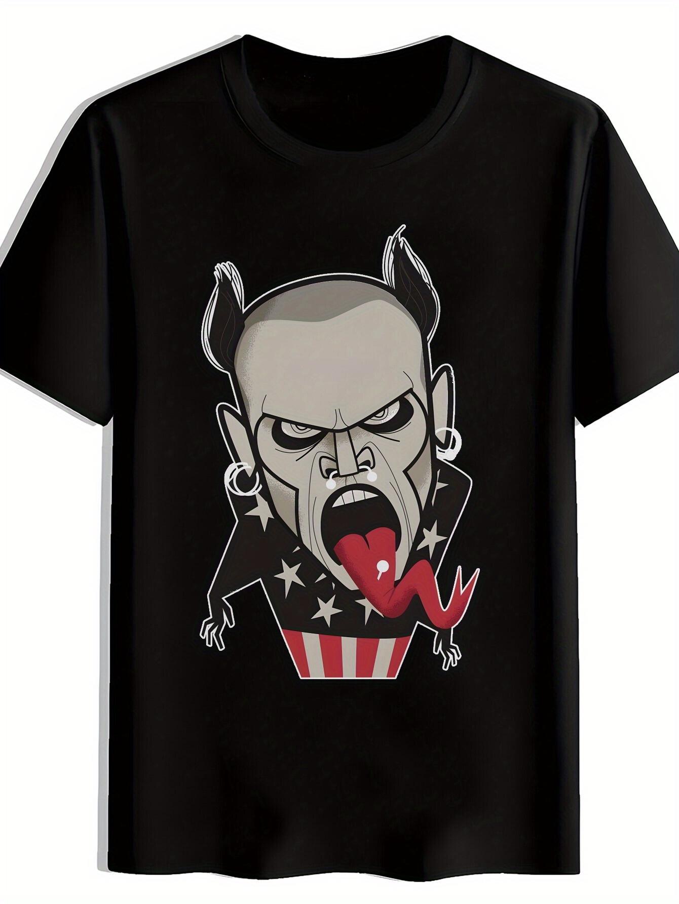 Patriotic Graphic T-shirt - Black with American Flag & Stars Design XXXXL