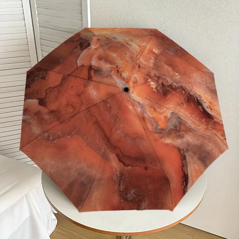 1pc Marble Texture Pattern Umbrella Design Automatic Opening and Closing Umbrella, High-quality Travel Umbrella, Lightweight and Portable, -25