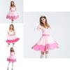 Elegant Super Mario Pink Princess Peach Costume Dress With Crown And Gloves Set