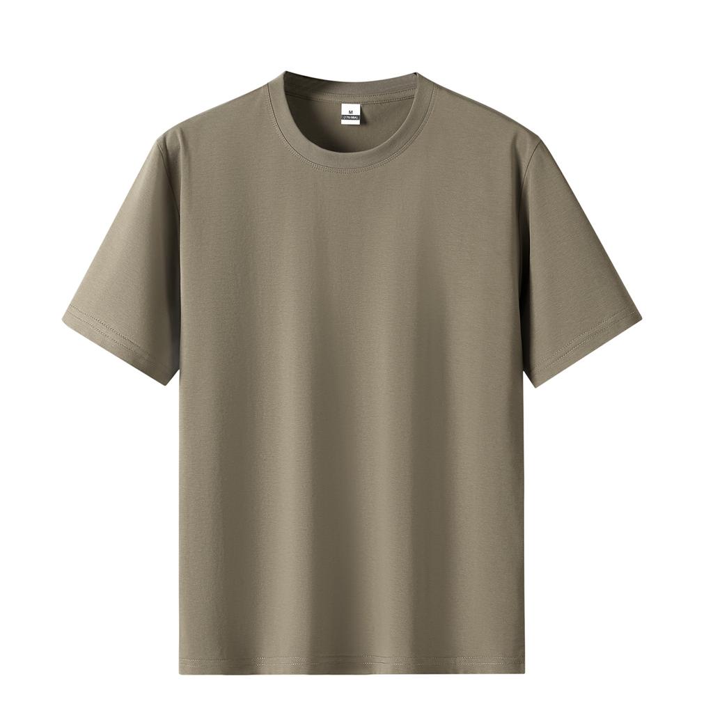 Men's Summer Round Neck Short Sleeved T-shirt Pullover Round Neck T-shirt Solid Color Top T-shirt