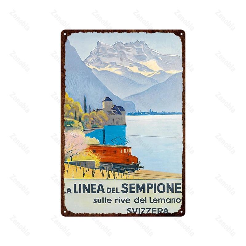 Paris Roma England City Metal Sign Vintage Metal Plaque Travel Tin Poster Scenic Decor for Bar Home Wall Decor Landscape Plat