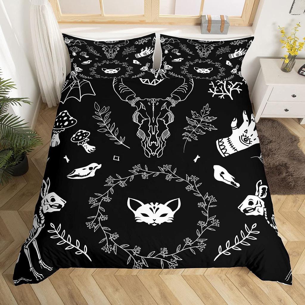 Zestaw poszwy na kołdrę Czaszka Owcy Rozmiar King Queen Zestaw pościeli Pióro Łapacz Snów Mikrofibra Fioletowy Fale Morskie Łódź Pokrowiec na kołdrę