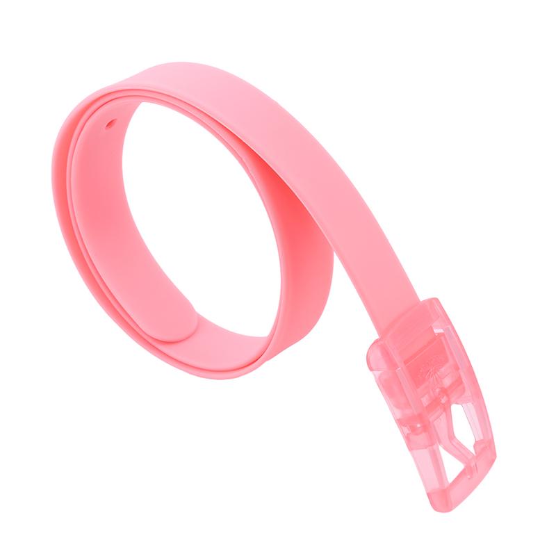 Fashion Plastic Belt Friendly Candy Multi Color Silicone Rubber Leather Belt Smooth Buckle For Women Men Adjustable