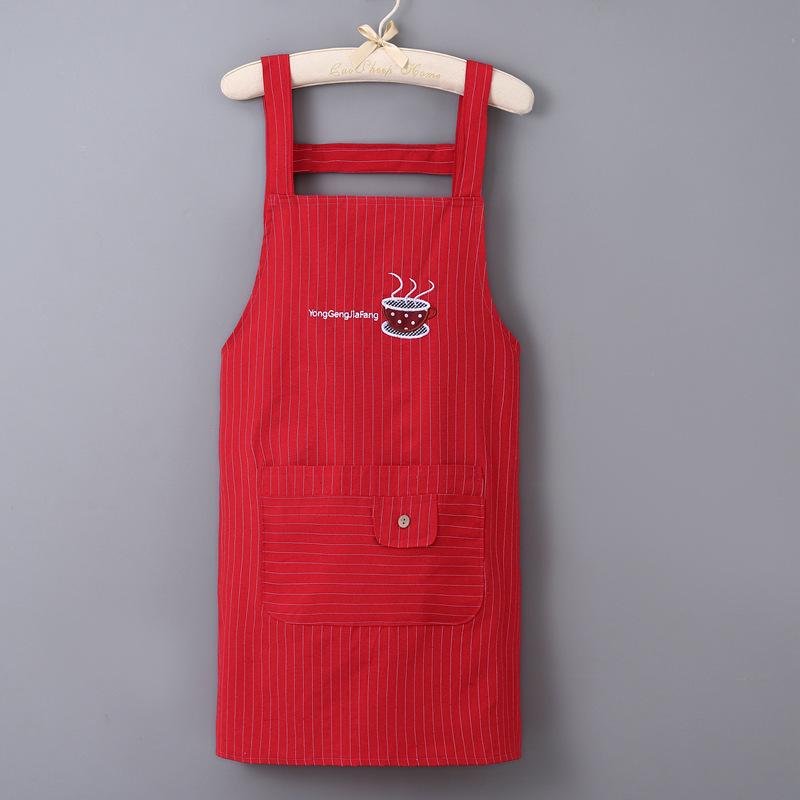 Moderní bavlněná kuchařská zástěra bez rukávů s výšivkou - Odolná proti oleji a skvrnám, Ochrana s dlouhým rukávem pro domácí použití