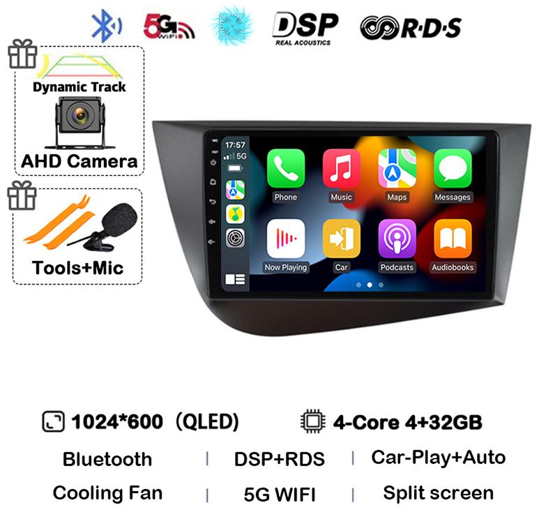 

Android 14 WIFI+4G Carplay Автомагнитола для Seat Leon 2 MK2 2005 -2009 2010 2011 2012 GPS Мультимедийный Плеер Стерео Навигация