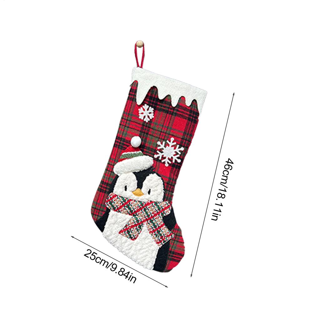 1pc 3D Printing Christmas Theme Stockings Santa Claus Snowman Bear Penguin Stockings Christmas Hangable Stocking Decorations