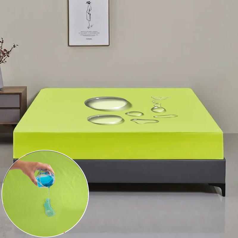 All-Season Waterproof Mattress Protector Soft Polyester Deep Pocket Sheet 8 Colors Modern Bed Fitted Sheet Durable Mattress Cover Bedding Bedspread