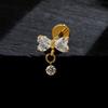 Right Grand ASTM F136 Titanium Bow Dangle CZ Piercing Labret Stud 16G Flat Back Helix Tragus Cartilage Earring Bridal Jewelry