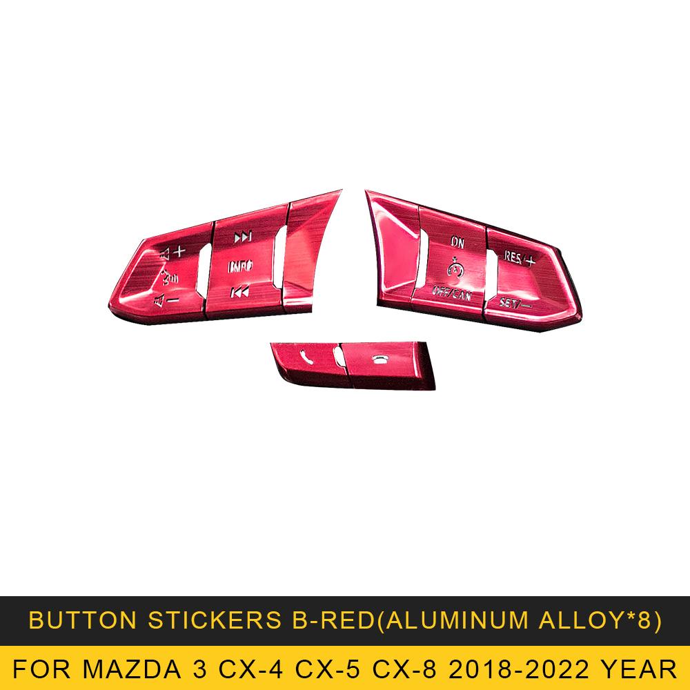 For Mazda 3 CX-4 CX-5 CX-8 Car Auto Accessories Aluminum Alloy Steering Wheel Button Cover Decorative Sticker Interior