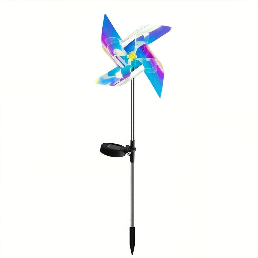 1PC LED Solar Laser Magic Color Windmill Ground Plug-In Lamp Outdoor Decoration Luminous Windmill Lighting Courtyard Lawn Lamp