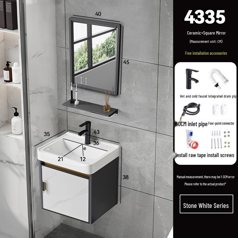 Luxury Space Aluminum Bathroom Vanity with Integrated Ceramic Basin for Compact Spaces