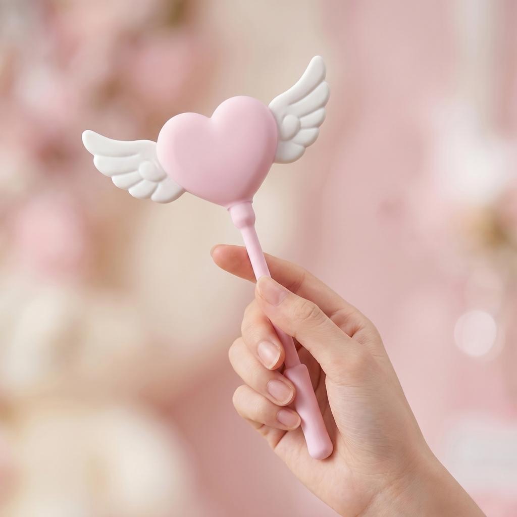 3D Heart Fairy Wand Magic Stick with Wing Design for Costume Parties Birthday Events and Creative Play Activities